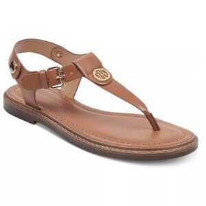 Tommy Hilfiger Women's Bennia Thong Flat Sandals in Light Brown Cognac - NWT